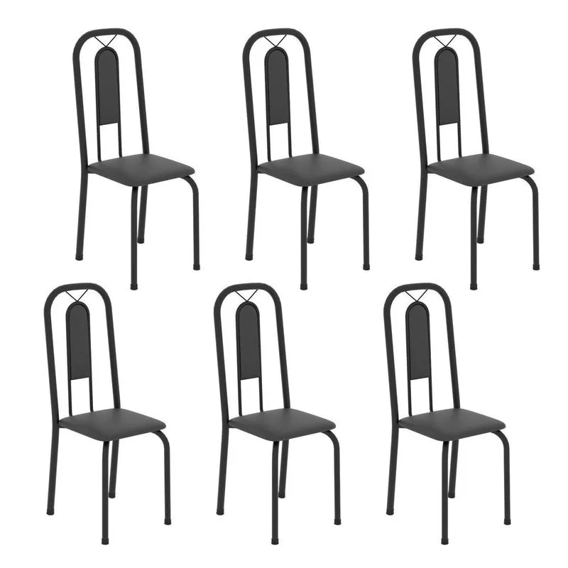 Cadeiras Para Sala De Jantar 6 Unidades Lívia Preto/liso Preto Liso