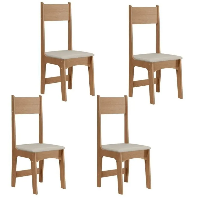 Conjunto 4 Cadeiras Para Sala De Jantar Savana Marrom/mel Mel