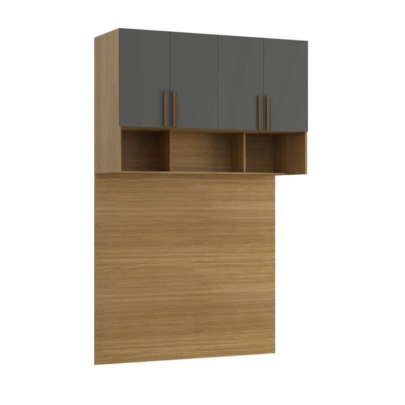 Ponte Modulada Cabeceira Aérea Casal 4 Portas 170cm 100% Mdf Trend Altezza Freijó/titânio