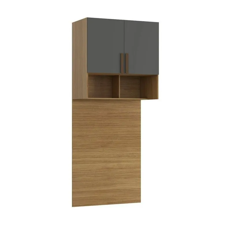 Ponte Modulada Cabeceira Aérea Solteiro 2 Portas 100cm 100% Mdf Trend Altezza Freijó/titânio