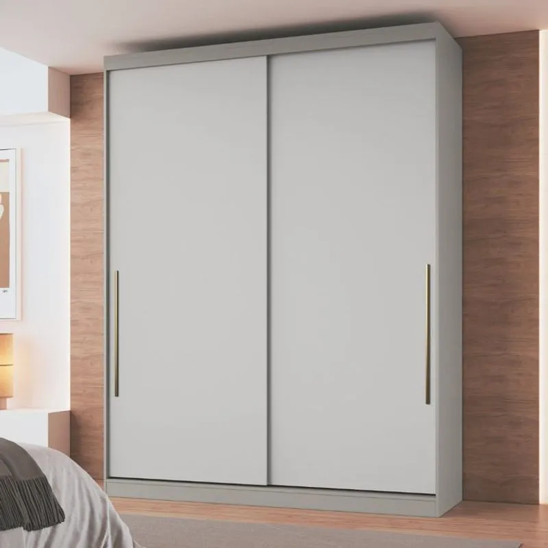 Módulo De Guarda Roupa 2 Portas 2 Gavetas Niquel E Blanc Elegance Cinza Niquel/blanc