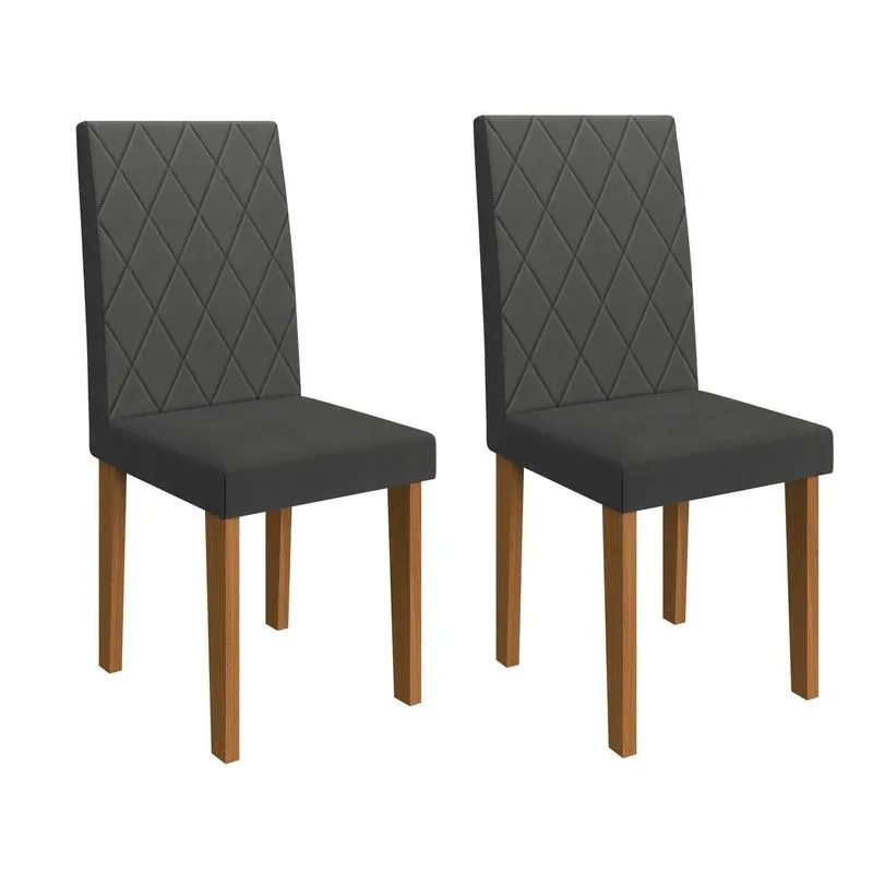 Kit 02 Cadeiras Para Sala De Jantar Atenas Cinza/freijó/grafite Freijó / Grafite
