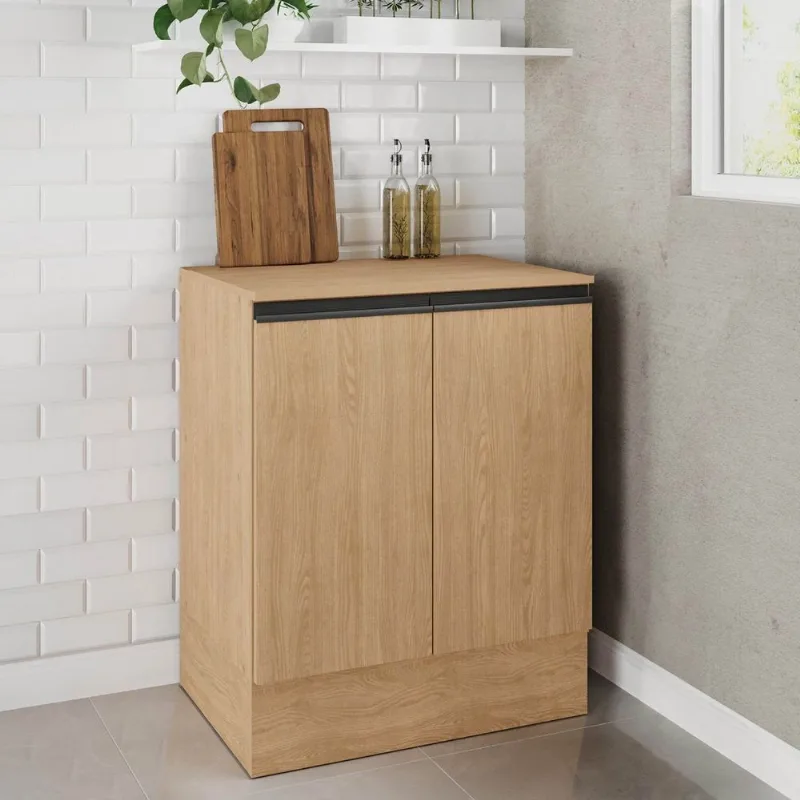 Balcão Planejado 2 Portas 70cm com Tampo Nara CabeCasa MadeiraOriginals Marrom/Avena Avena