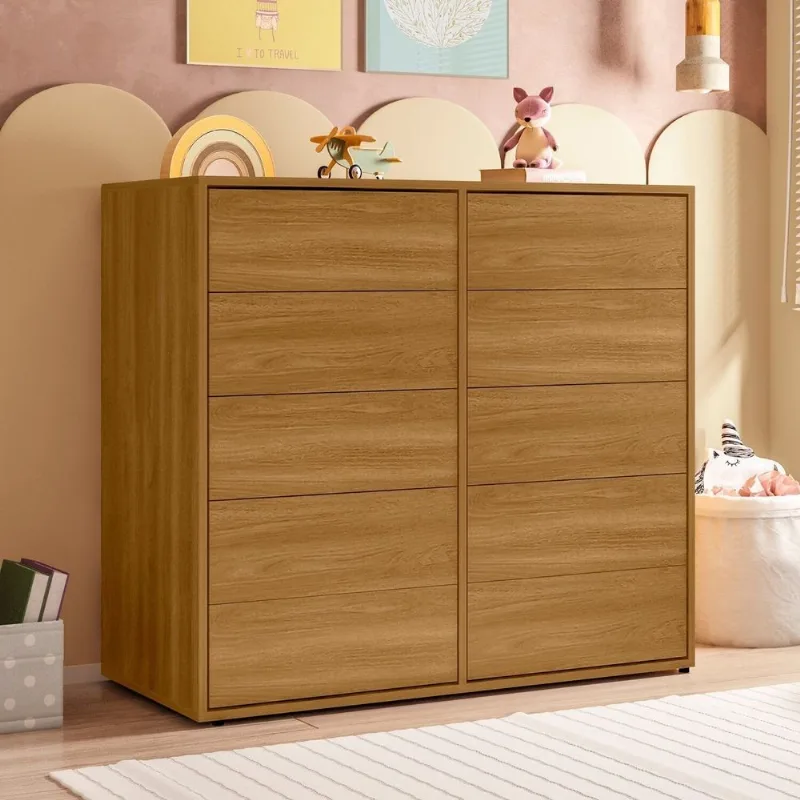 Cômoda para Quarto Infantil 10 Gavetas Melinda Marrom/Freijó Freijó