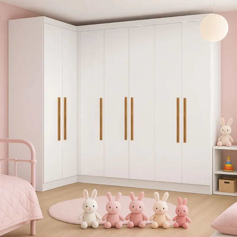 Guarda-Roupa Infantil 7 Portas Jasmim Branco Branco