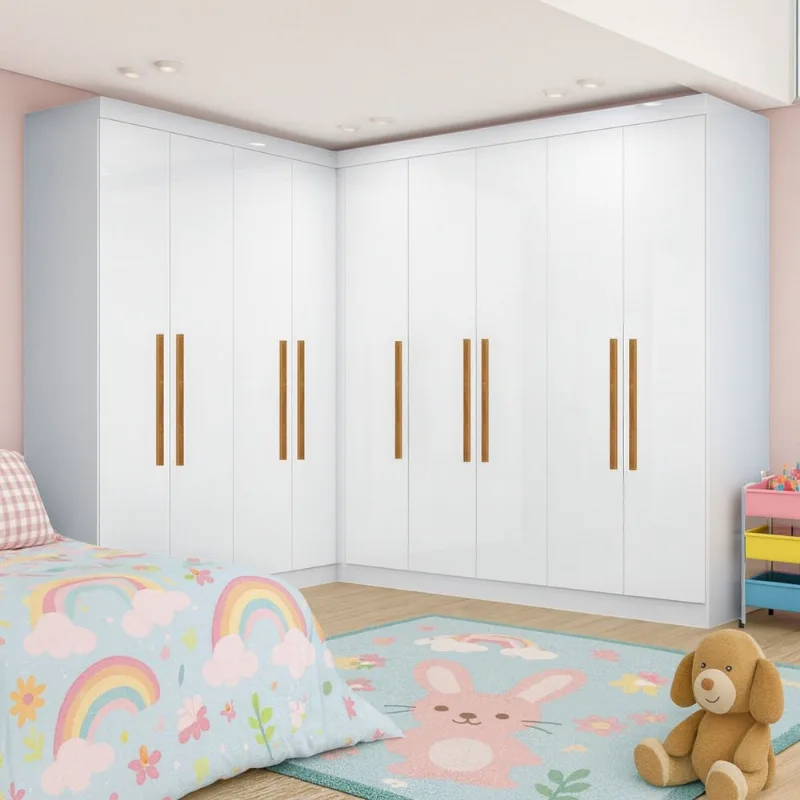 Guarda-Roupa Infantil 9 Portas Jasmim Branco Branco