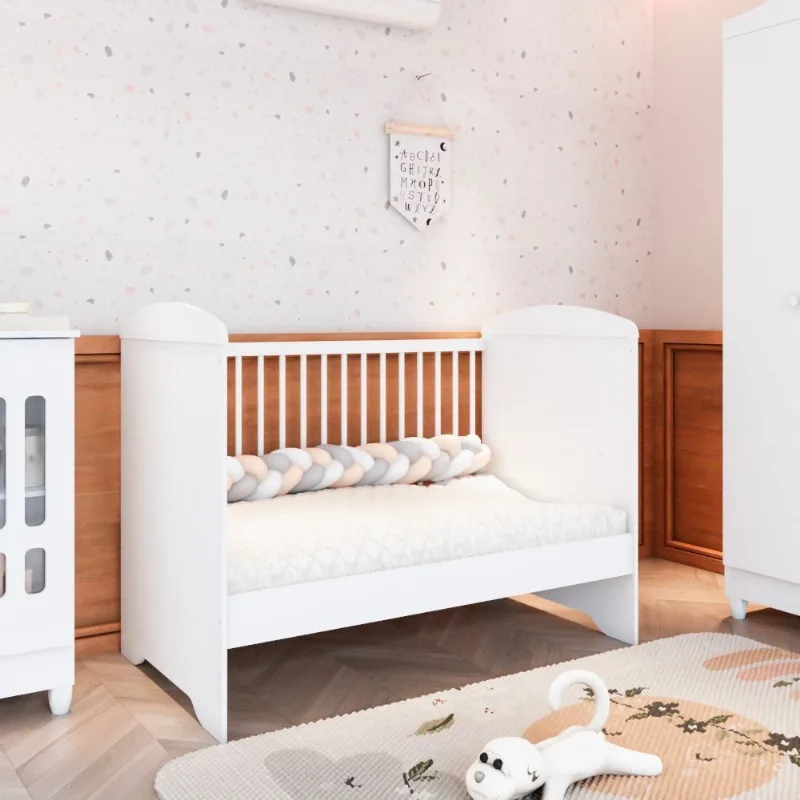 Berço Americano 3 em 1 Mini Cama Mini Sofá Eloá MDF Branco Branco