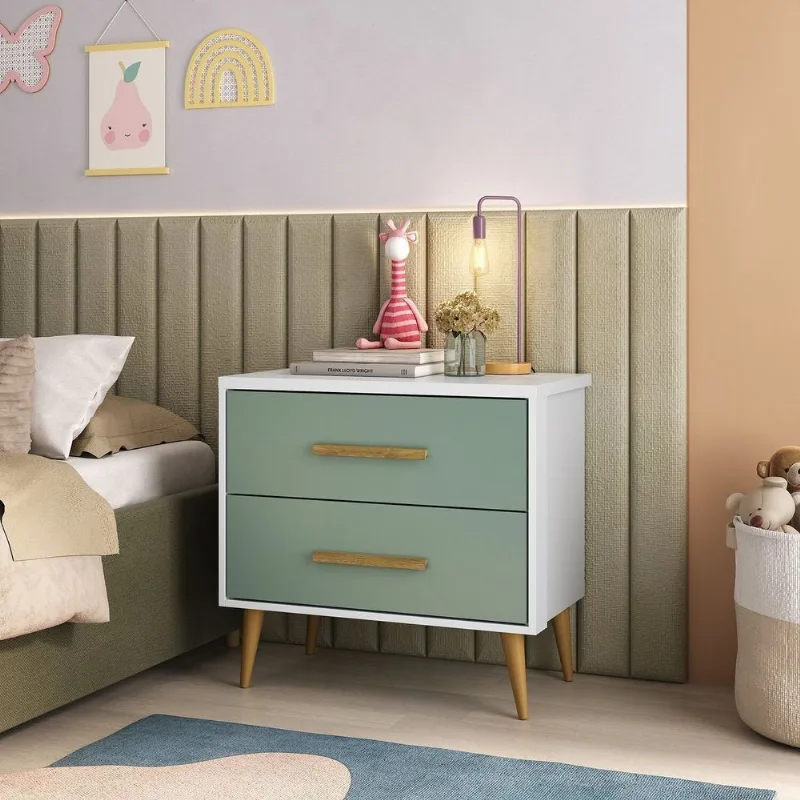 Mesa de Cabeceira Infantil Arco-Íris Espresso Móveis Verde/Branco Branco/Verde