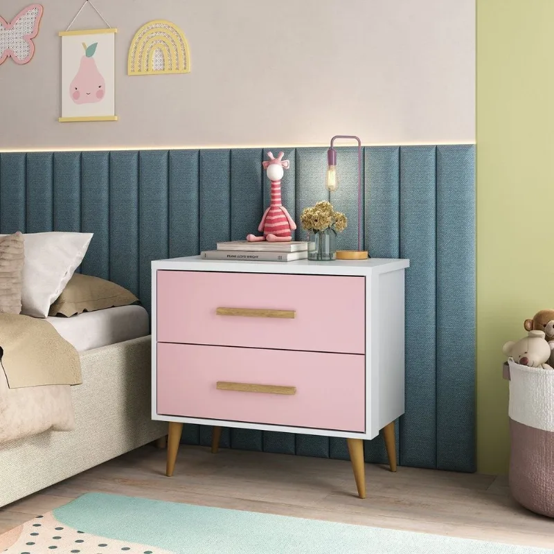 Mesa de Cabeceira Infantil Arco-Íris Espresso Móveis Rosa/Branco Branco/Rosa