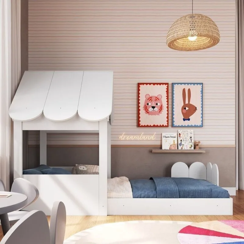 Cama Montessoriana Casinha com Colchão Incluso Branco Branco