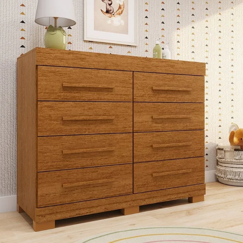 Cômoda Infantil 8 Gavetas 100% MDF 112cm Brincare Espresso Móveis Marrom/Cinamomo Cinamomo
