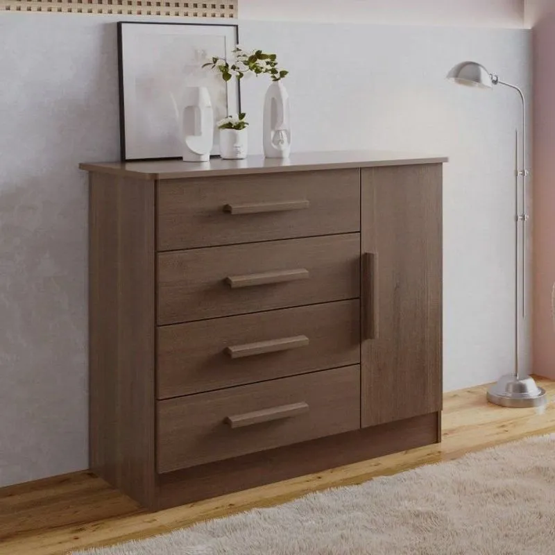 Cômoda 4 Gavetas Com Sapateira Florença Marrom/castanho Castanho