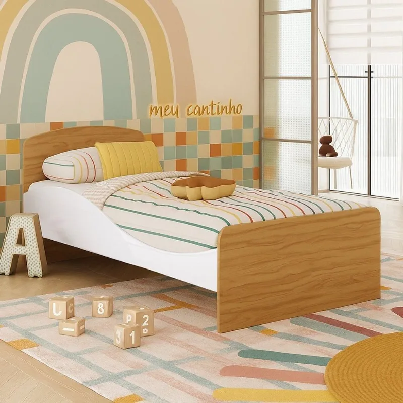 Cama Infantil 100% MDF Lola Espresso Móveis Marrom/Branco Brilho/Amêndoa Branco Brilho/Amêndoa