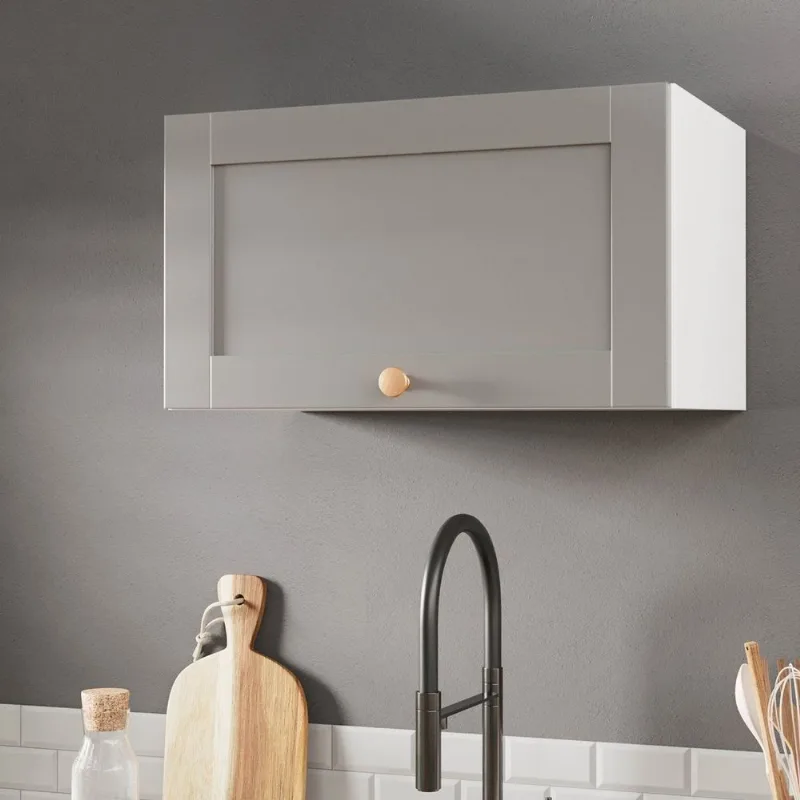 Armário Aéreo 1 Porta Basculante 60cm Arizona CabeCasa MadeiraOriginals Cinza/Branco Branco/Cinza