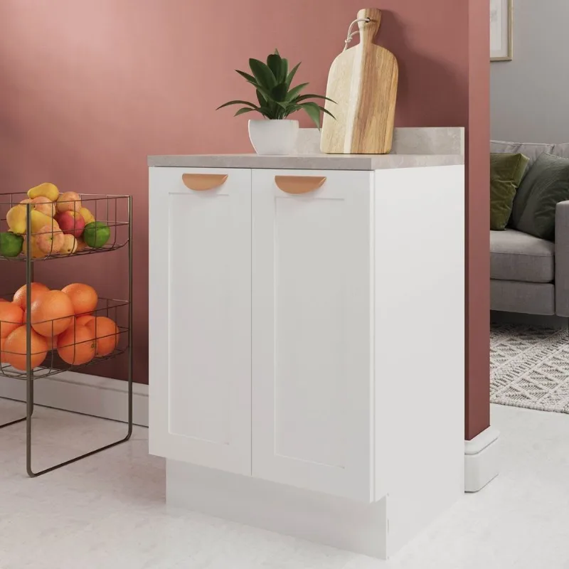Balcão 2 Portas 60cm com Tampo Arizona CabeCasa MadeiraOriginals Branco Branco