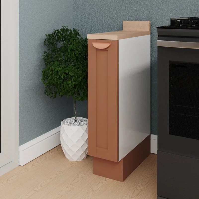 Balcão Porta Tempero Planejado 20cm com Tampo Arizona CabeCasa MadeiraOriginals Laranja/Terracota/Branco Terracota/Branco