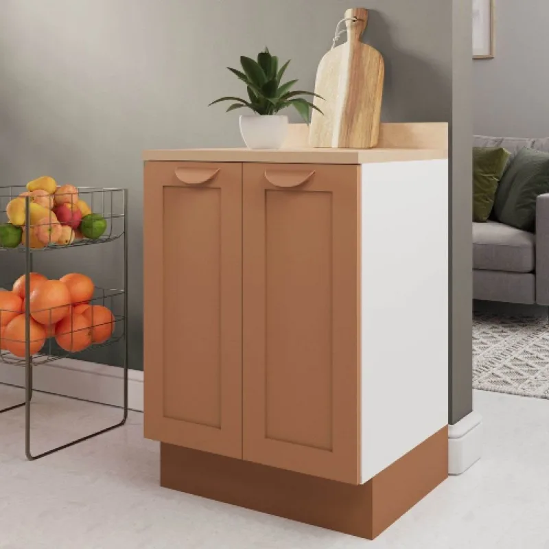 Balcão Planejado 2 Portas 60cm com Tampo Arizona CabeCasa MadeiraOriginals Laranja/Terracota/Branco Branco/Terracota