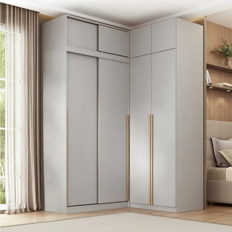 Guarda Roupa Planejado de Canto 4 Peças 8 Portas com 4 Portas de Correr Jade CabeCasa MadeiraOrigin Cinza Urbano