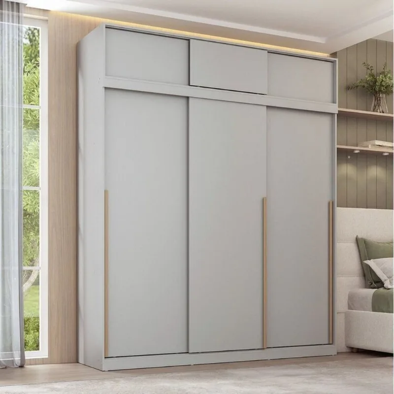 Guarda-Roupa Planejado 2 Peças 6 Portas de Correr Jade CabeCasa MadeiraOriginals Cinza Cinza Urbano