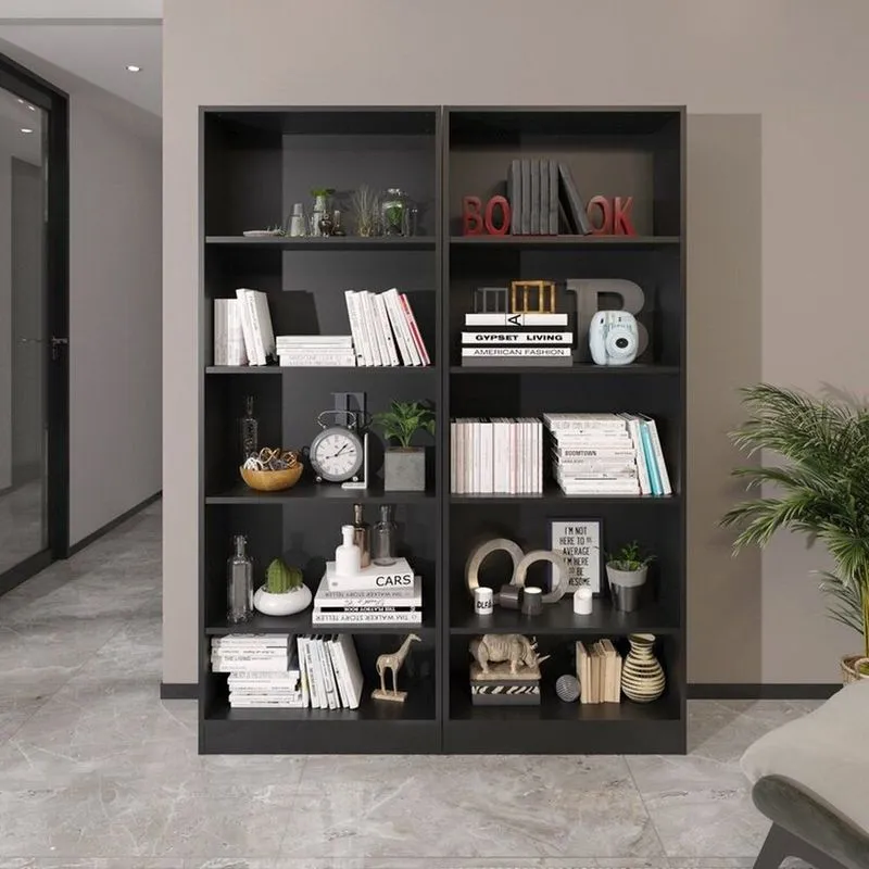 Kit 2 Estantes Multiuso Com 10 Prateleiras Com Amplo Espaço Espresso Móveis Preto Preto