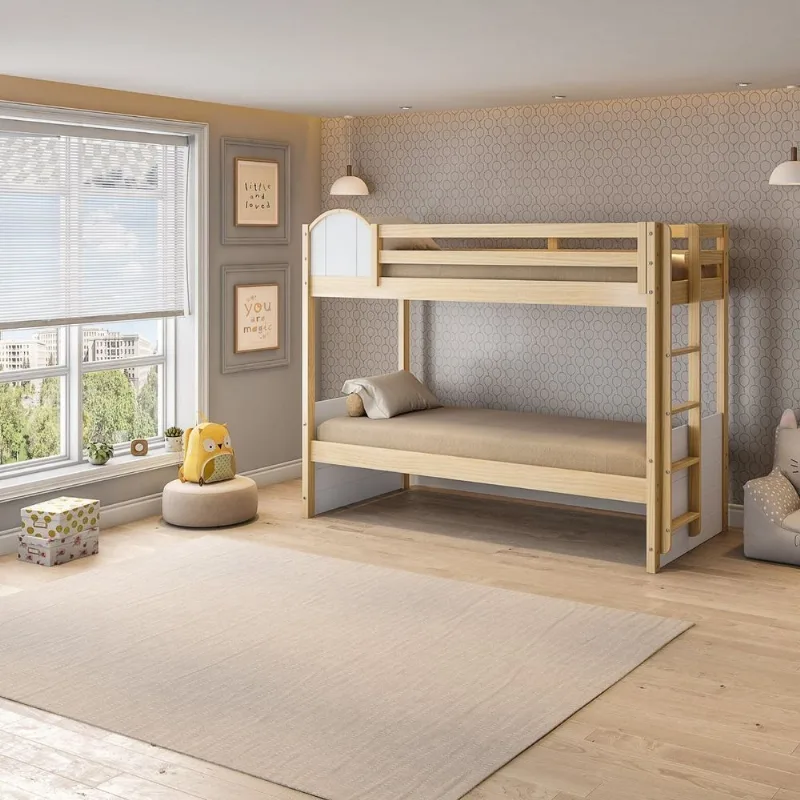 Beliche Infantil Reversível New Garden Casatema Marrom/Branco Natural/Branco
