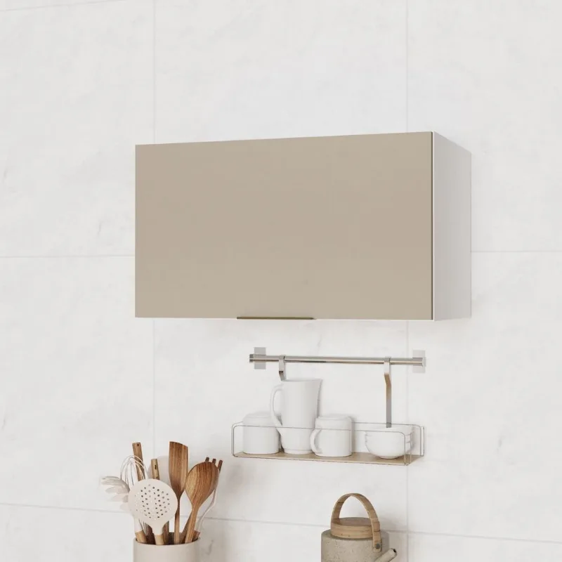 Armário Aéreo Planejado 1 Porta Basculante 60cm Ipanema CabeCasa MadeiraOriginals Fendi Trama/Branco