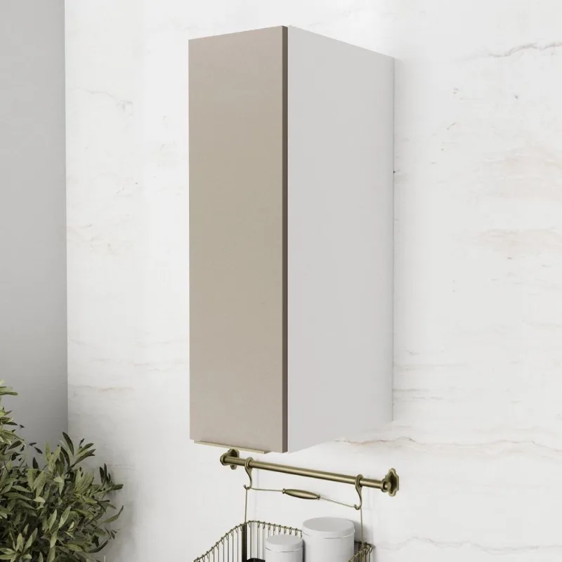 Armário Aéreo Planejado 1 Porta 20cm Ipanema CabeCasa MadeiraOriginals Fendi Trama/Branco
