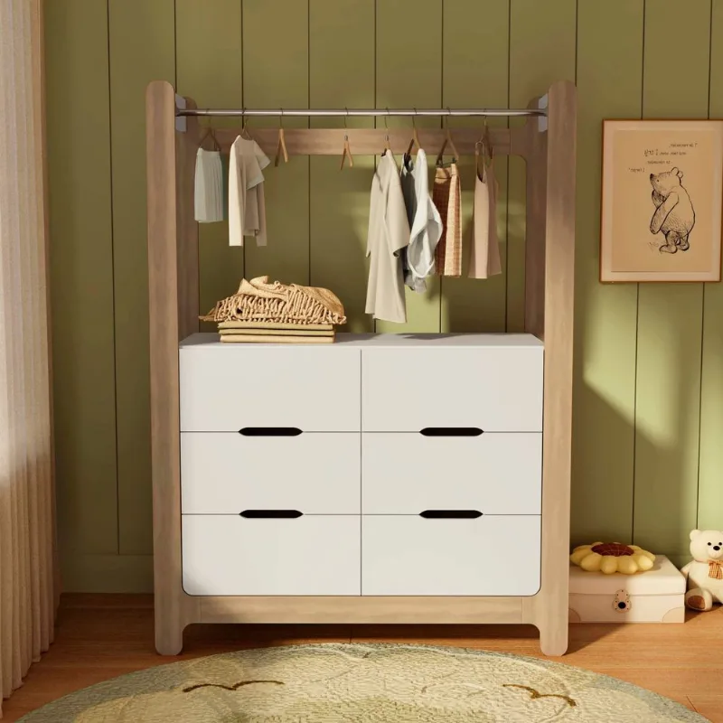 Guarda-Roupa Closet Infantil com 6 Gavetas e Cabideiro 100% MDF Olívia Branco/Louro Freijó Grann Branco/ Louro Freijó Grann