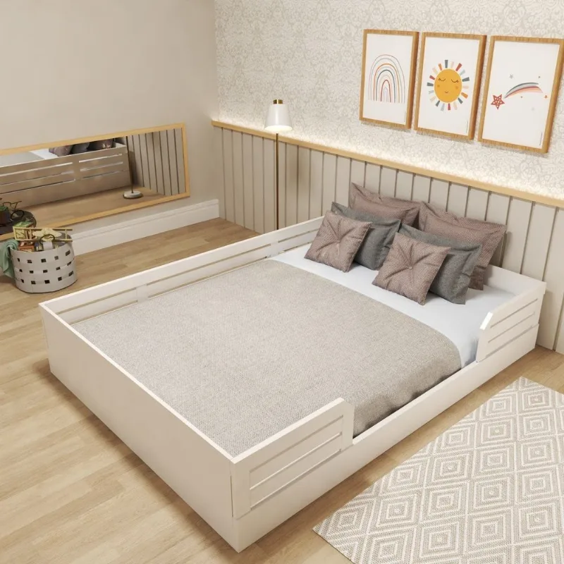 Cama Montessoriana Casal Infantil Lua Branco Branco