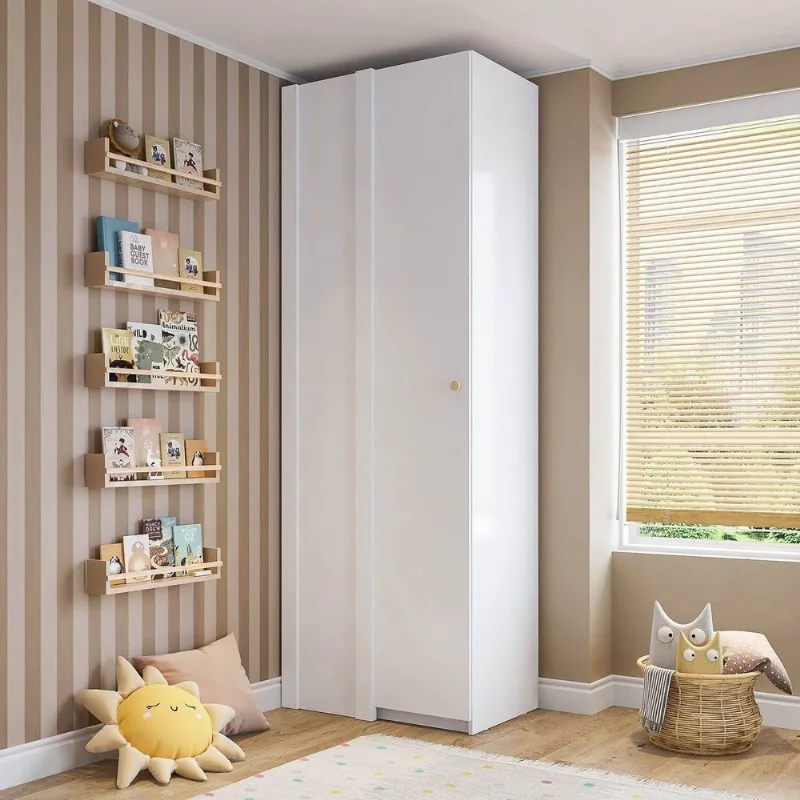 Guarda-Roupa Planejado de Canto Linear 1 Porta Wave Casatema Branco Branco