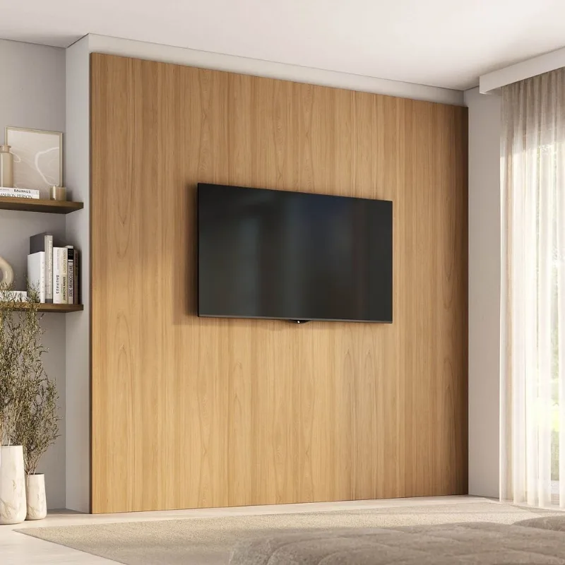 Painel Liso para TV 86 Polegadas Planejado 240x230cm Aruá CabeCasa MadeiraOriginals Marrom/Jatobá Jatoba