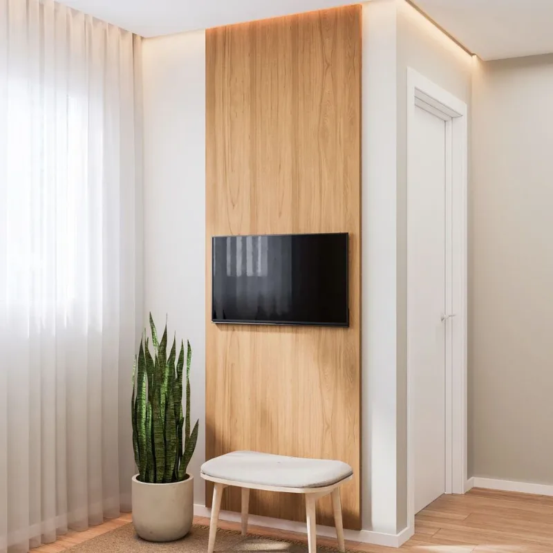 Painel Liso para TV 32 Polegadas Planejado 80x250cm Aruá CabeCasa MadeiraOriginals Marrom/Jatobá Jatoba