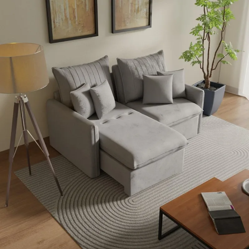 Sofá Cama Retrátil e Reclinável 180cm Colibri CabeCasa MadeiraOriginals Cinza