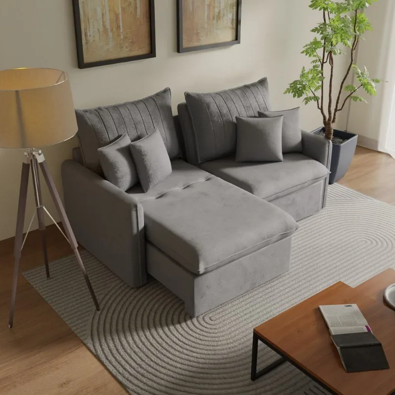 Sofá Cama Retrátil e Reclinável 200cm Colibri CabeCasa MadeiraOriginals Prata