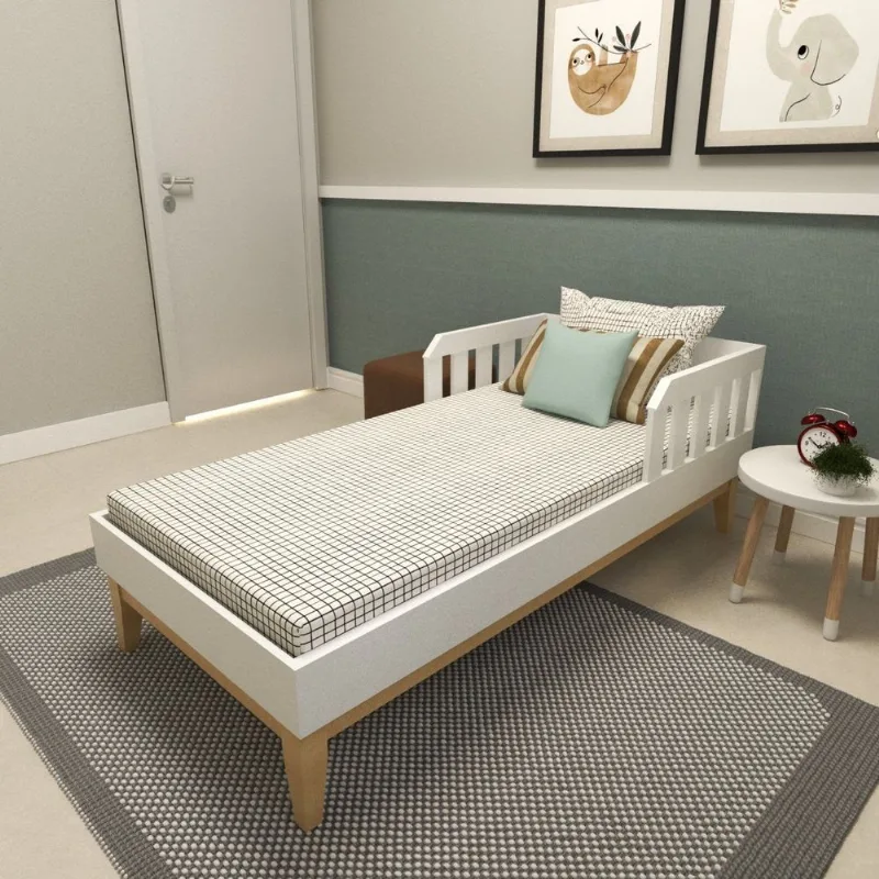Cama Infantil com Pés em Pinus Milou Branco Branco