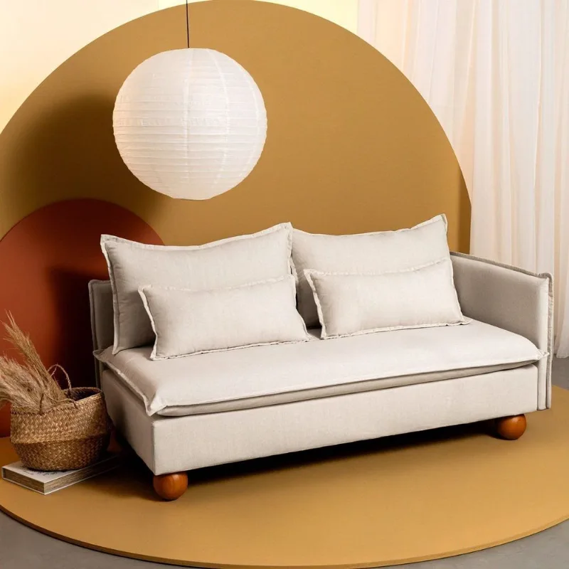 Sofá Modular 2 Lugares Braço Lateral com Pé Bolinha Sôma CabeCasa MadeiraOriginals Bege Natural Natural