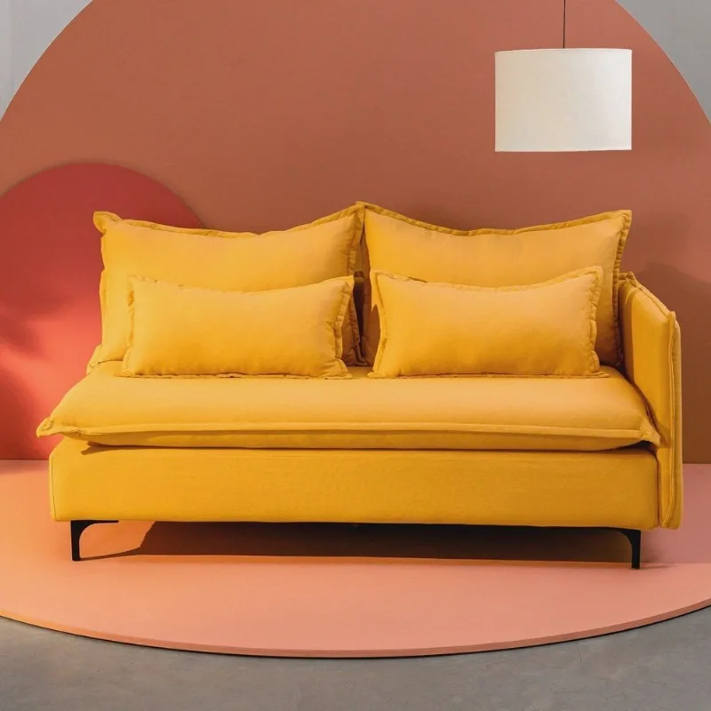 Sofá Modular 2 Lugares Braço Lateral com Pé Metal Sôma CabeCasa MadeiraOriginals Mostarda