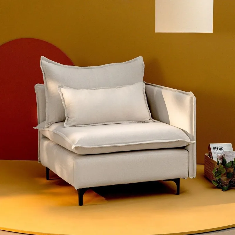 Sofá Modular Braço Lateral com Pé Metal Sôma CabeCasa MadeiraOriginals Natural