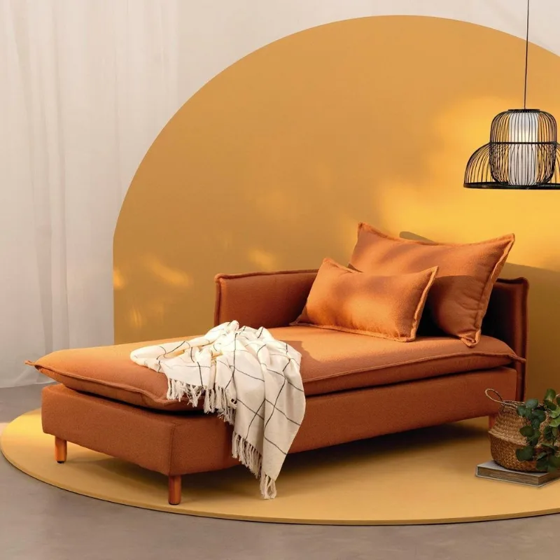 Sofá Modular Chaise Braço Lateral com Pé Madeira Sôma CabeCasa MadeiraOriginals Marrom Mocha Mousse Mocha Mousse