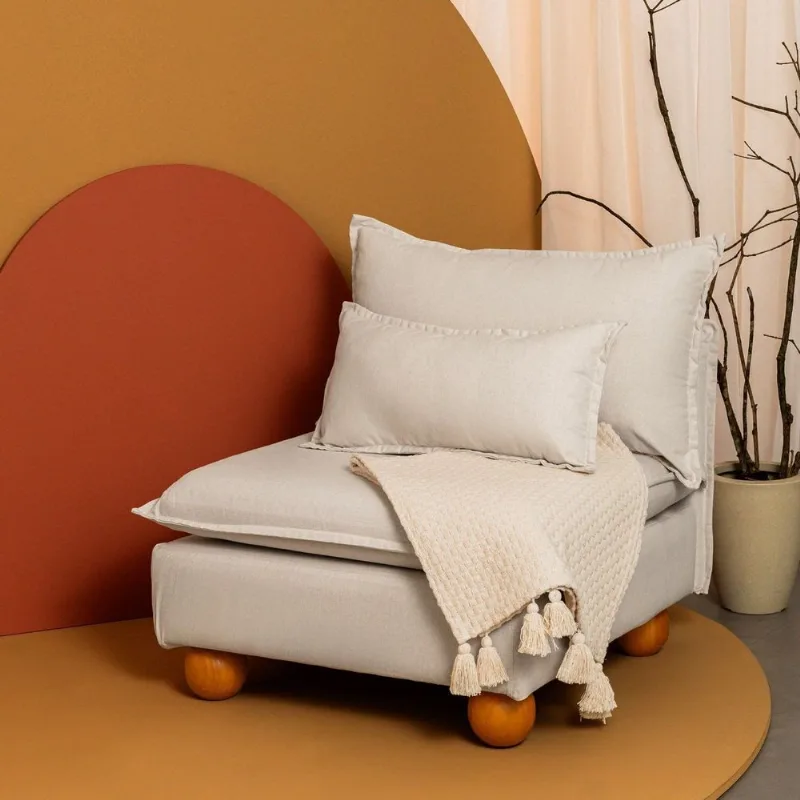 Sofá Modular com Encosto Pé Bolinha Sôma CabeCasa MadeiraOriginals Natural