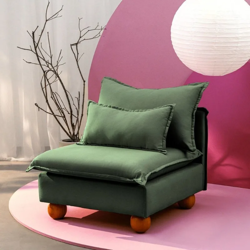 Sofá Modular com Encosto Pé Bolinha Sôma CabeCasa MadeiraOriginals Verde Verde