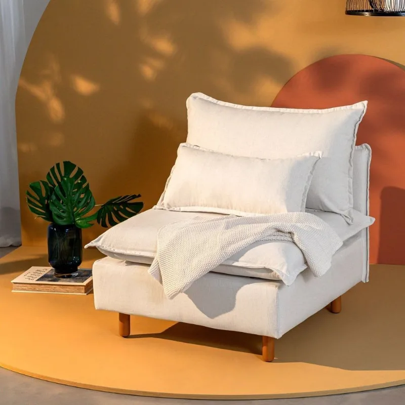 Sofá Modular com Encosto Pé Madeira Sôma CabeCasa MadeiraOriginals Natural