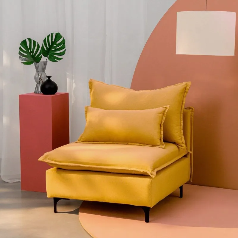 Sofá Modular com Encosto Pé Metal Sôma CabeCasa MadeiraOriginals Mostarda