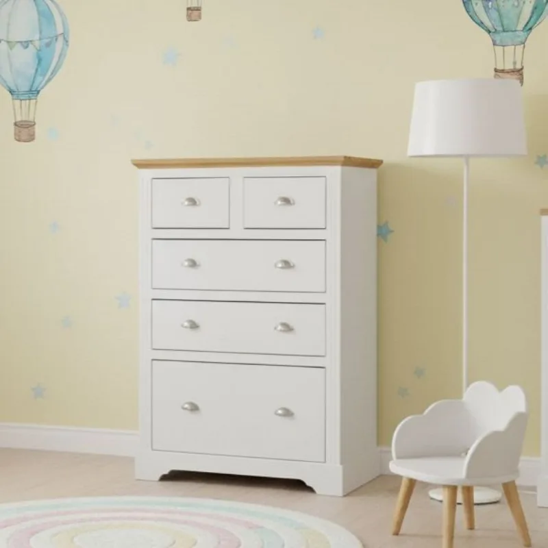 Cômoda para Quarto Infantil 5 Gavetas Toledo Branco Branco