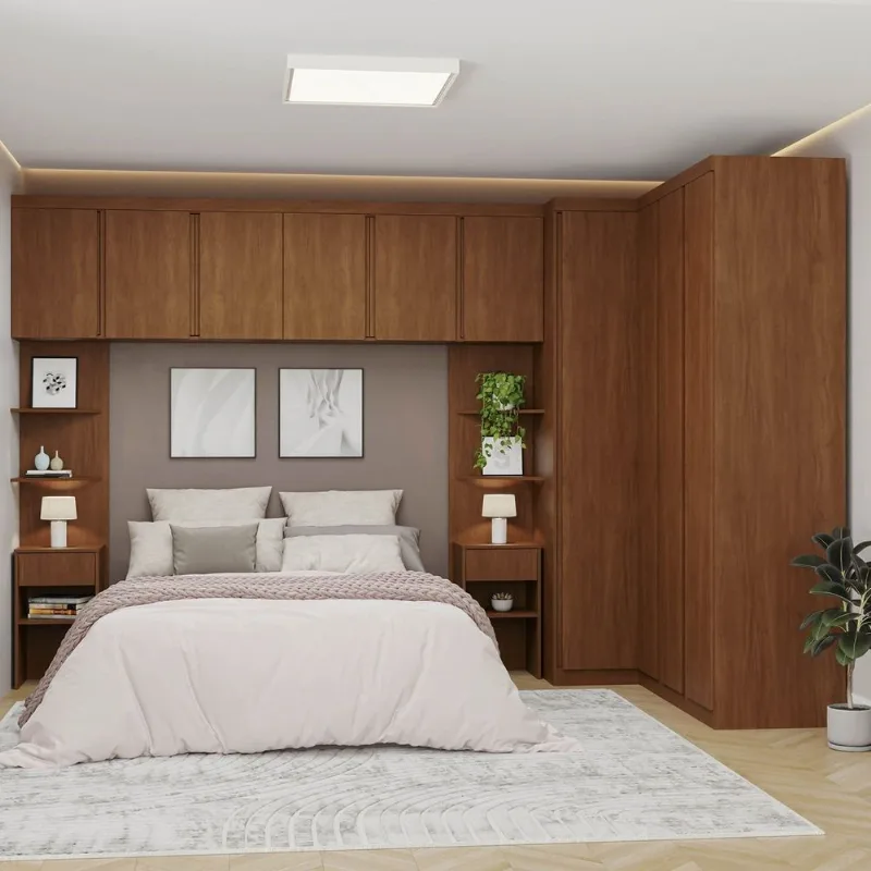 Guarda-Roupa Planejado 8 Peças 10 Portas Arani CabeCasa MadeiraOriginals Marrom/Cinamomo Cinamomo