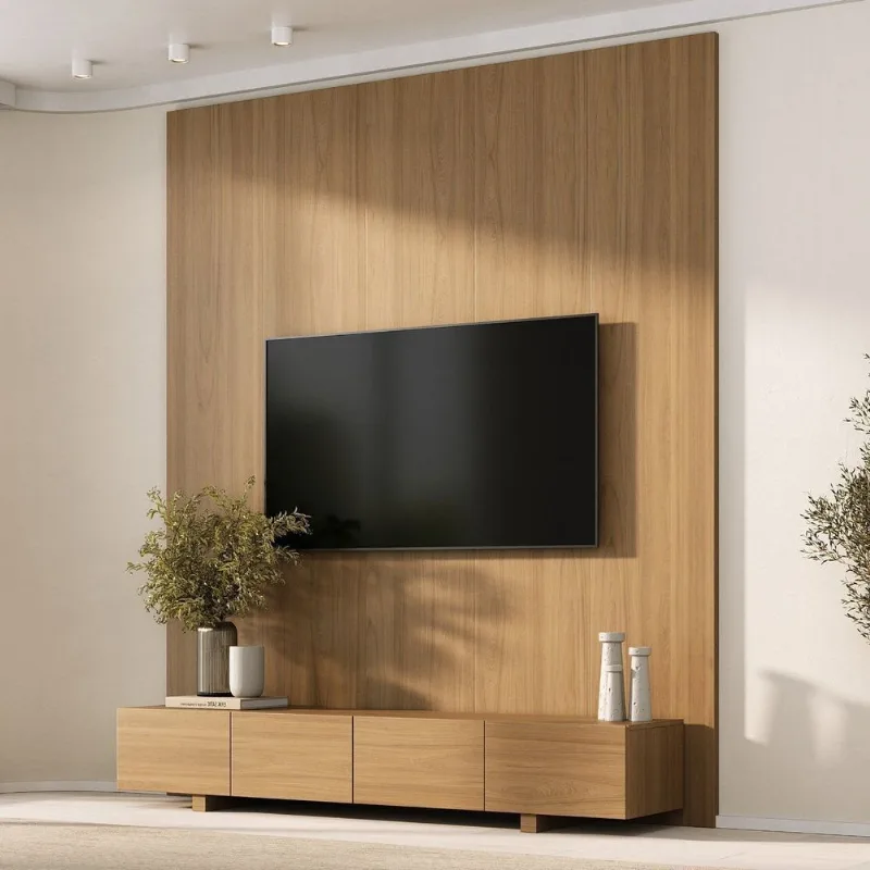 Rack com Painel Liso para TV até 75 Polegadas Planejado 200x230cm Aruá CabeCasa MadeiraOriginals M Jatoba