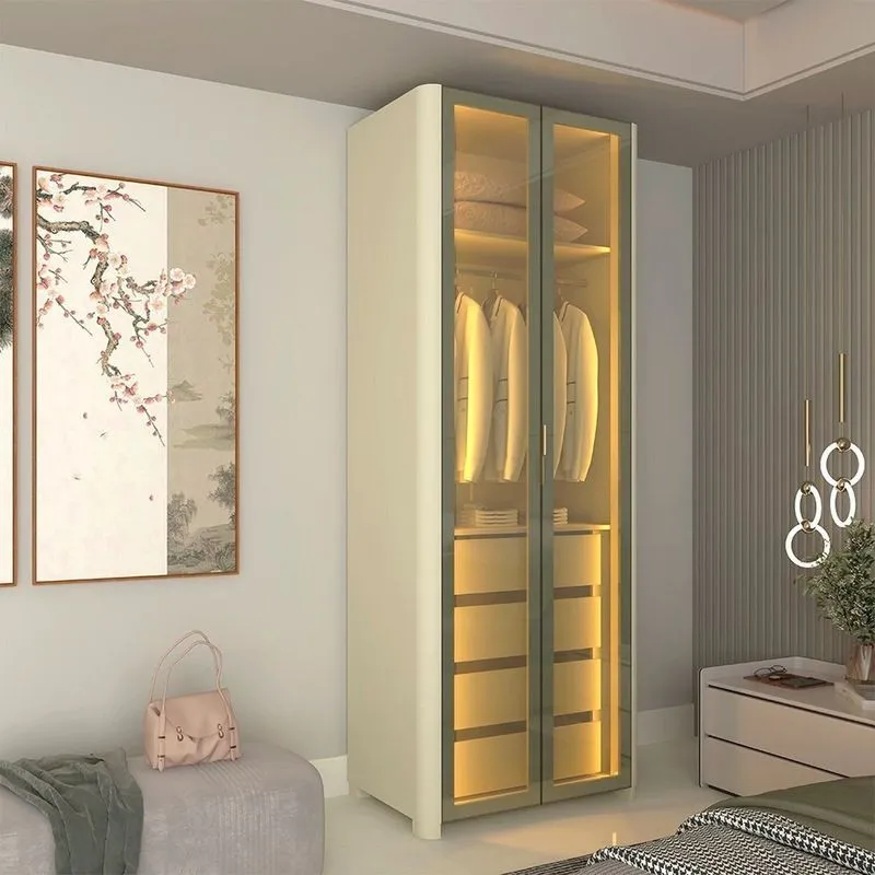 Módulo Guarda-roupa Reflecta 2 Portas Com Led 100% Mdf Innova Bege/off White Off White