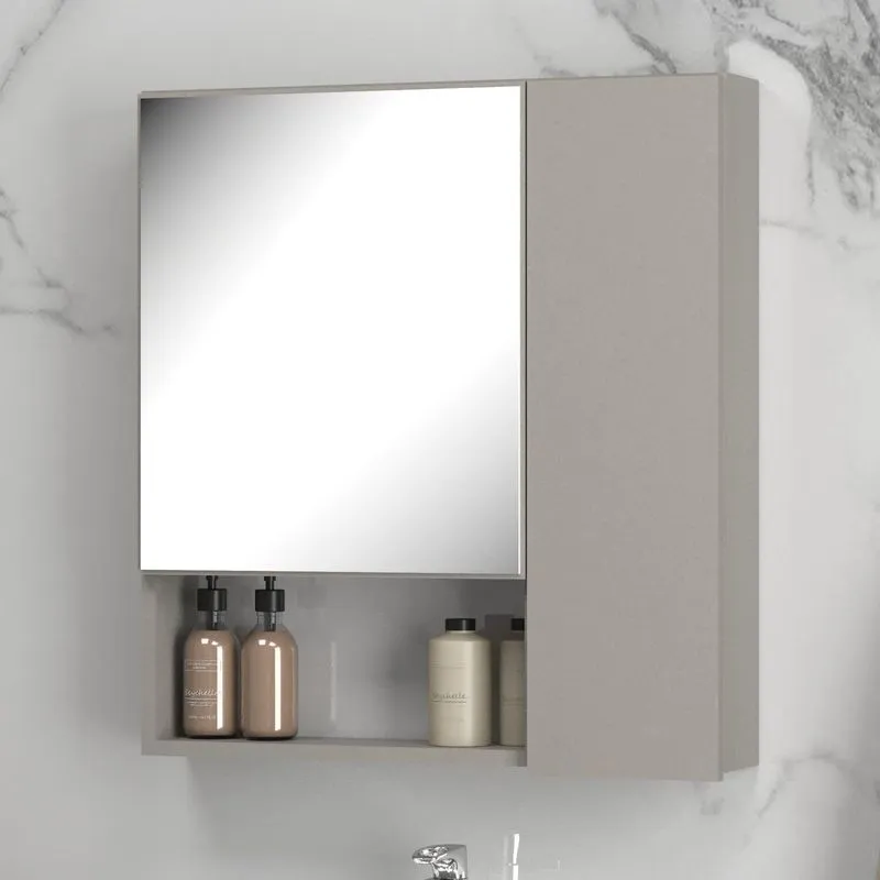 Espelheira Para Banheiro 60cm X 65cm Rubi Cinza/cimento Cimento