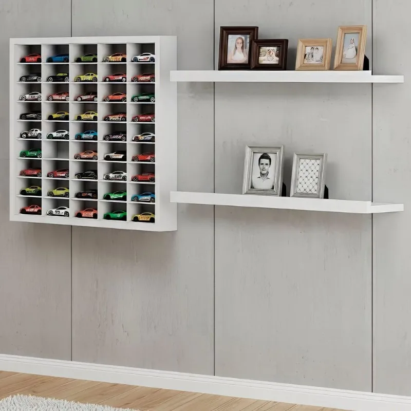 Conjunto Estante para Miniaturas com 2 Porta Quadros Branco Branco