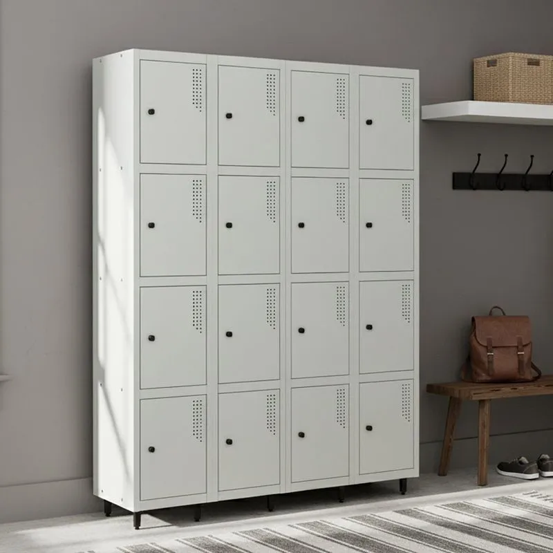 Armário Roupeiro Locker Guarda-volume De Aço 16 Portas Pequenas Com Fecho Para Cadeado Vestiário Cinza Cinza
